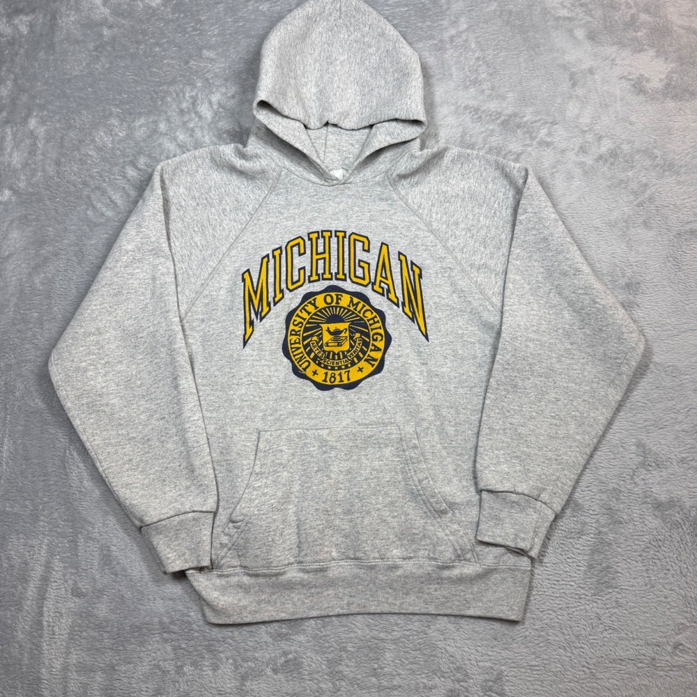 Vintage Santee Sweats Hoodie Mens L Gray University of Michigan 90s College UofM